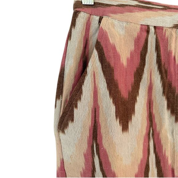 NWT Faherty Pink and Brown Buttoned Patterned Midi Skirt - Picture 6 of 8